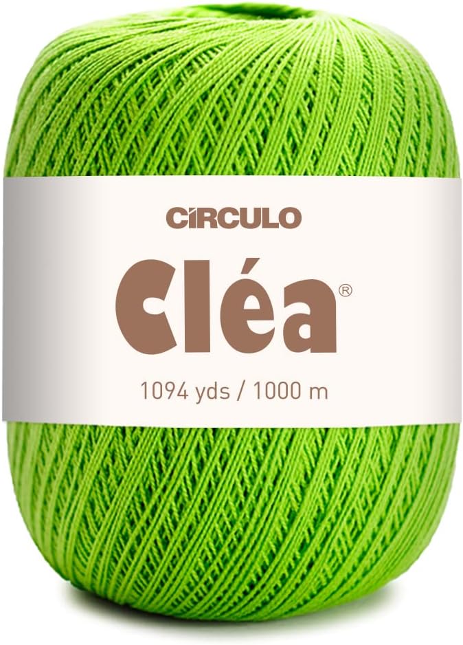CRCULO Circulo Clea Yarn – Crochet Thread Fine Size 10-8/2 Perfect for Weaving - 100% Mercerized Brazilian Cotton (Pack of 1 Ball) – 5.3 oz, 1094 yds - Color: 5203 - Greenery - Image 1